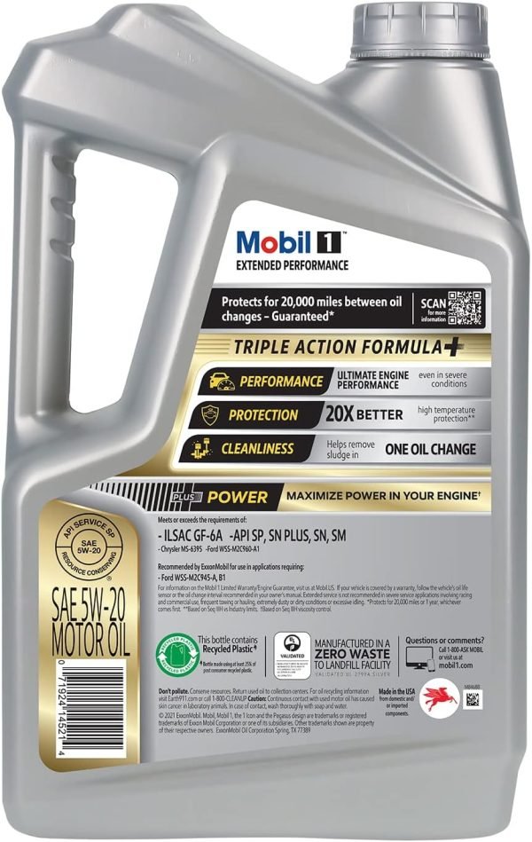 Mobil 1 Extended Performance Full Synthetic Motor Oil SAE 5W-20 - 5 Quart