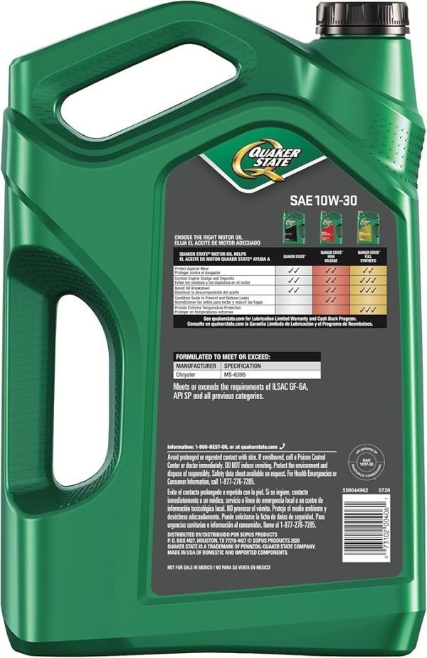 Quaker State Full Synthetic Motor Oil SAE 5W-30 - 5 Quart